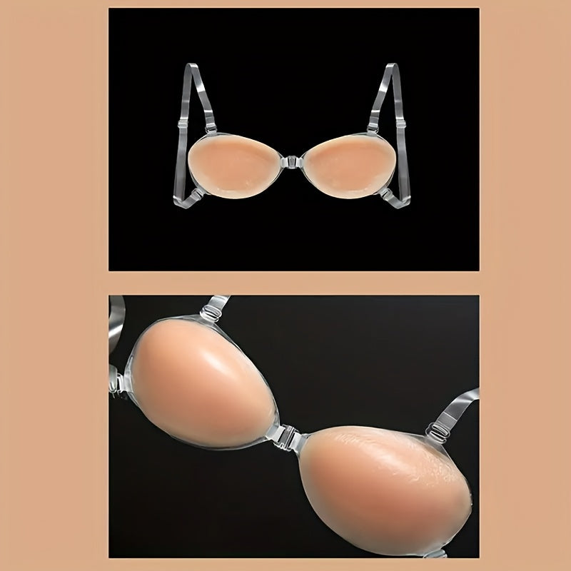 Silicone Push-Up Bra for Women Seamless Strapless Self-Adhesive Wireless Opaque Backless Support