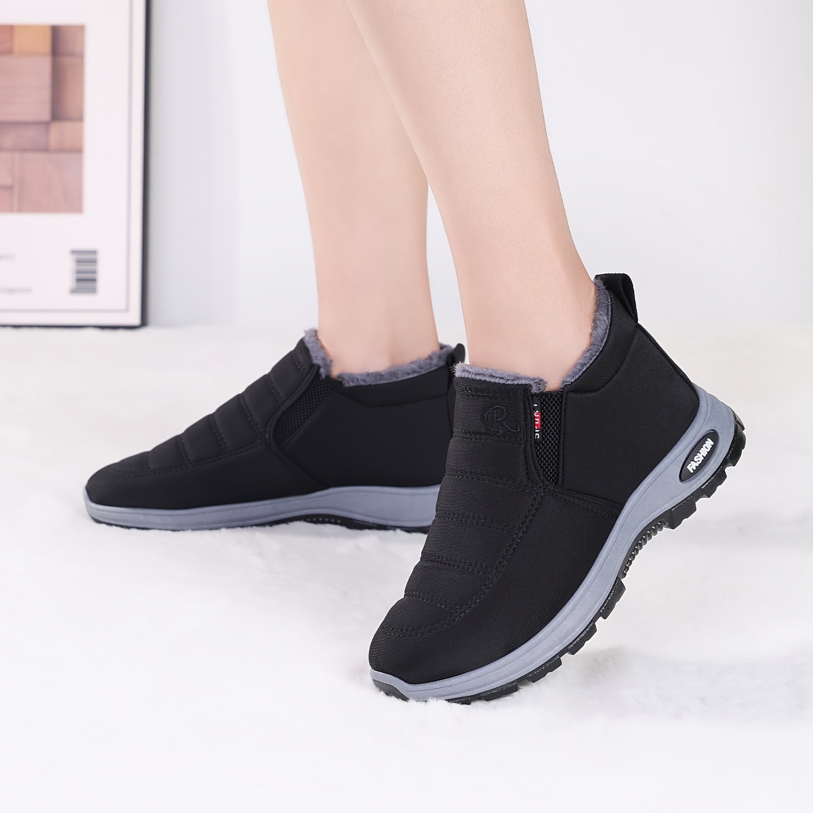 Women's Fleece-Lined Ankle Boots Lightweight Warm Maroon Casual