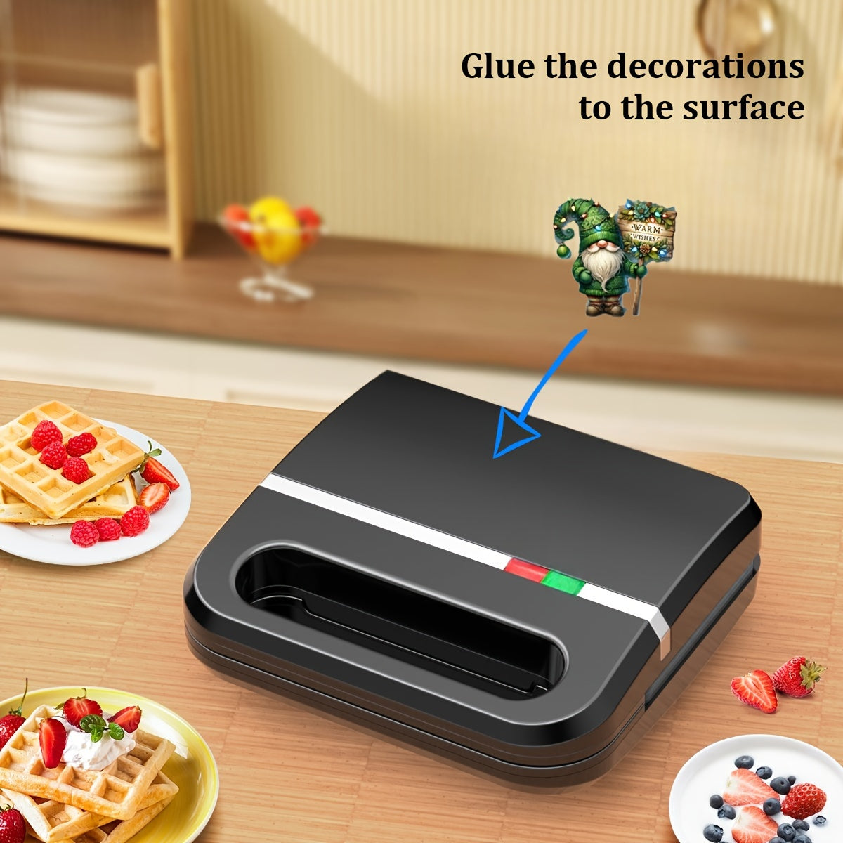 Máquina de gofres portátil con control táctil 1000W enchufe europeo calentamiento rápido