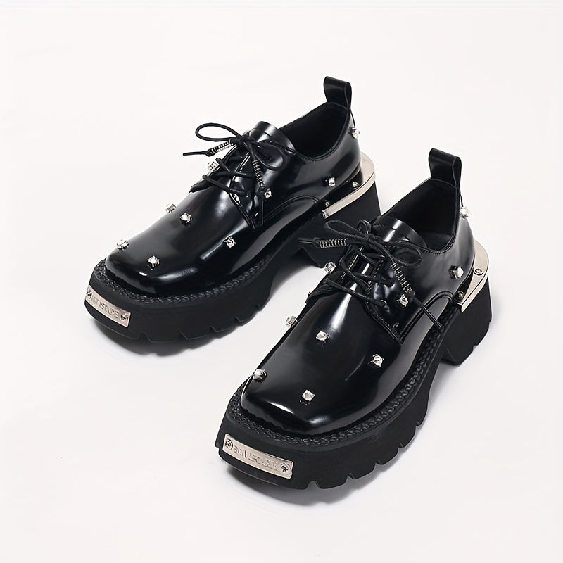 Women's Punk Platform Loafers Synthetic Cover Chunky Rubber Sole