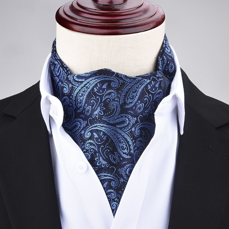 Men's Autumn Winter Double-Layer Paisley Pattern Collared Shirt Scarf for Casual Formal