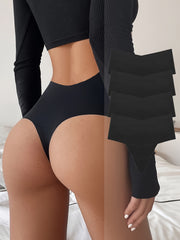 Set of 4 High Waist Seamless Breathable Women's Thongs Lingerie