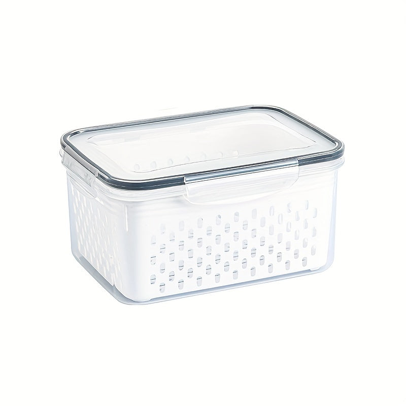 Double Layer Food Storage Containers with Draining Lids for Fruits and Vegetables