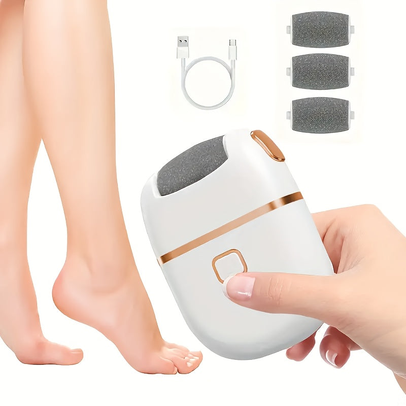 3-in-1 Rechargeable Foot Scrubber with 3 Replaceable Heads and 2 Speed Settings