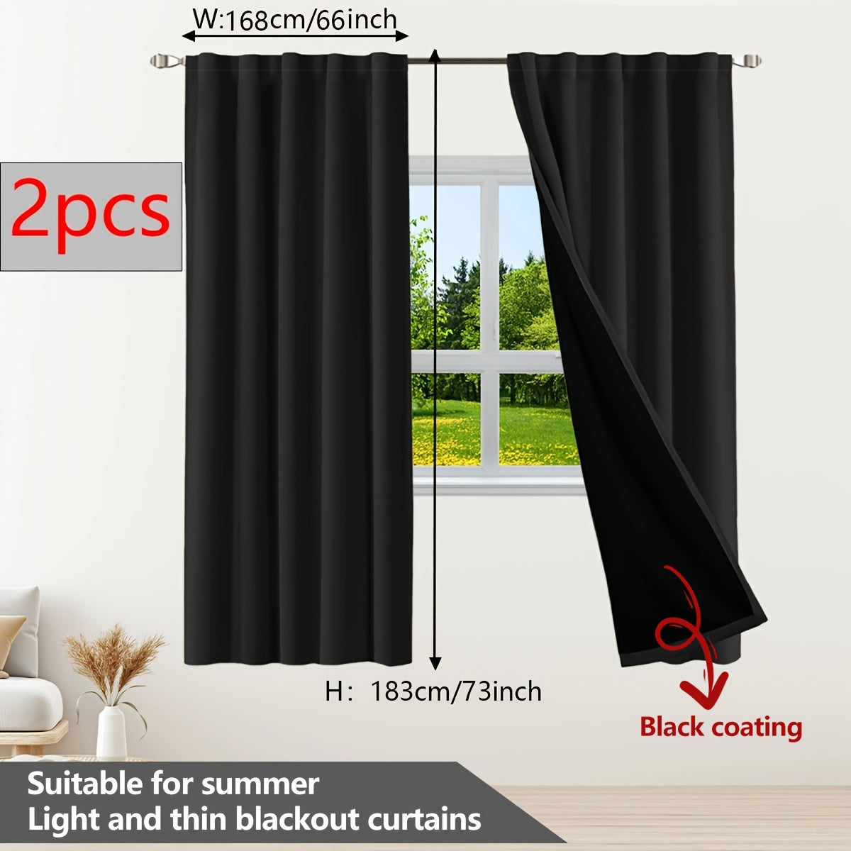 Two Pieces Blackout Curtains Thermal Insulated Twill for Bedroom Living Room