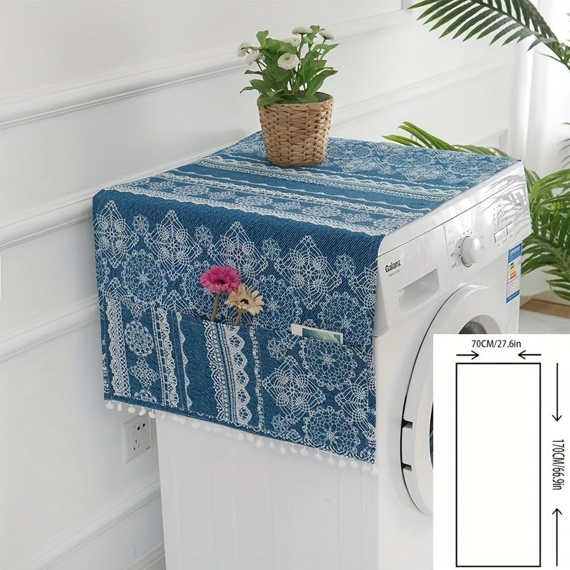 Gray Polyester Geometric Appliance Cover for Refrigerator and Washing Machine Dustproof