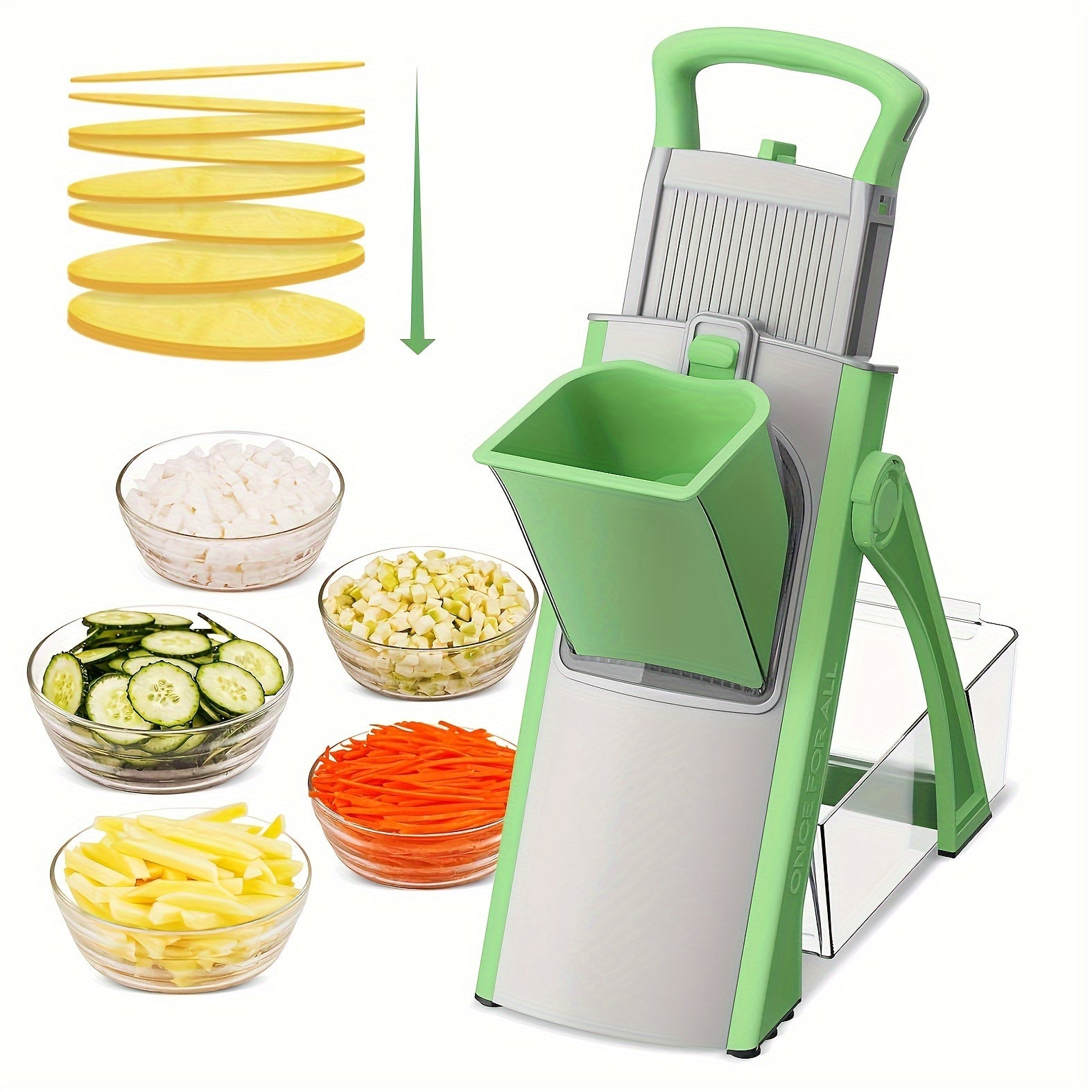 Manual Vegetable Chopper and Slicer with Suction Base, Easy Dicing and Shredding