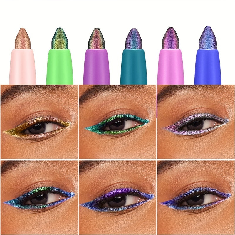 Women Color-Shifting Eyeshadow and Eyeliner Stick Waterproof Long-Lasting Vibrant Orange Pink Purple Green