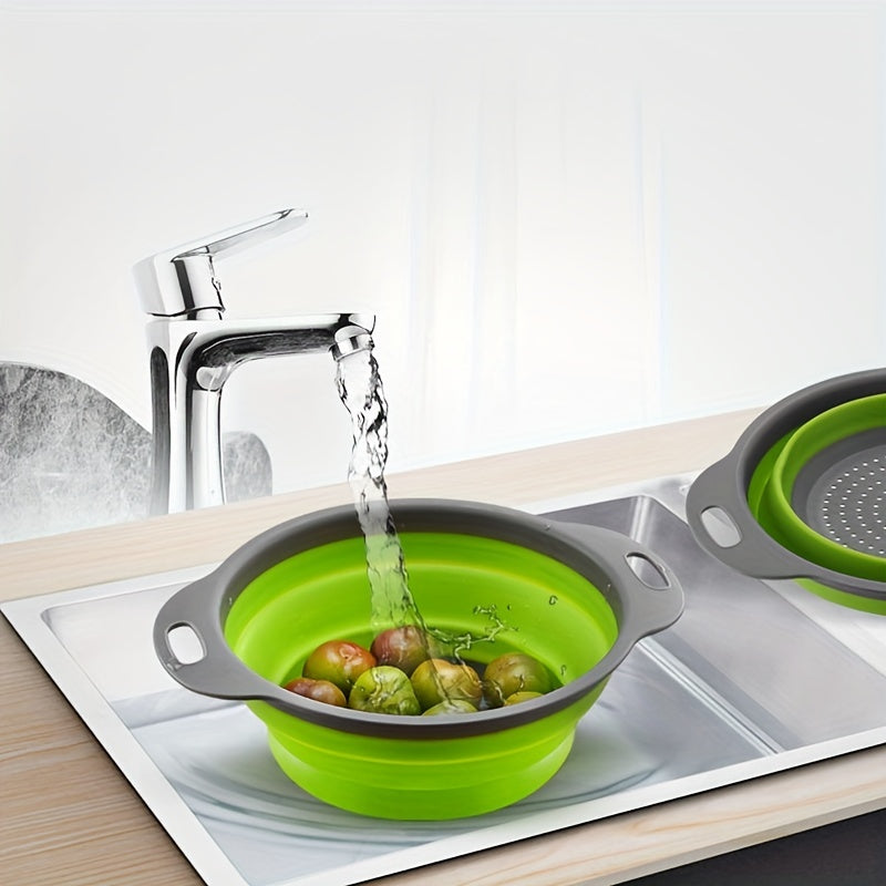 Складной силиконовый дуршлаг с ручкой — идеально подходит для мытья и сушки фруктов, овощей и макаронных изделий — кухонный гаджет для легкой уборки и готовки