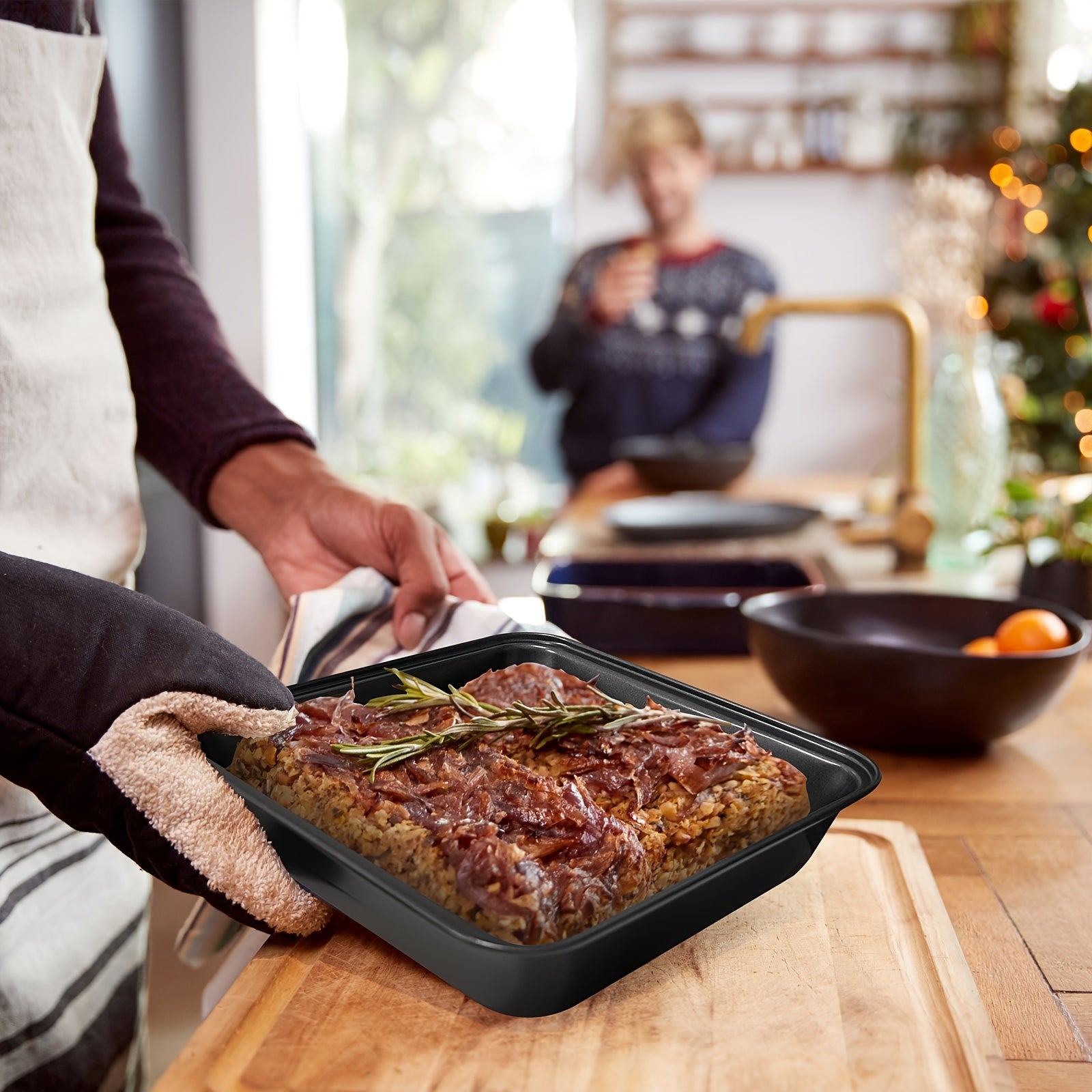 Set of 3 Non-Stick Square Cake Pans 5cm Deep Dishwasher Safe for Brownies