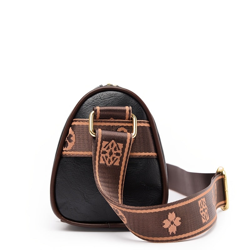 Bolso de mano vintage con estampado floral para mujer con correa desmontable y cierre de cremallera