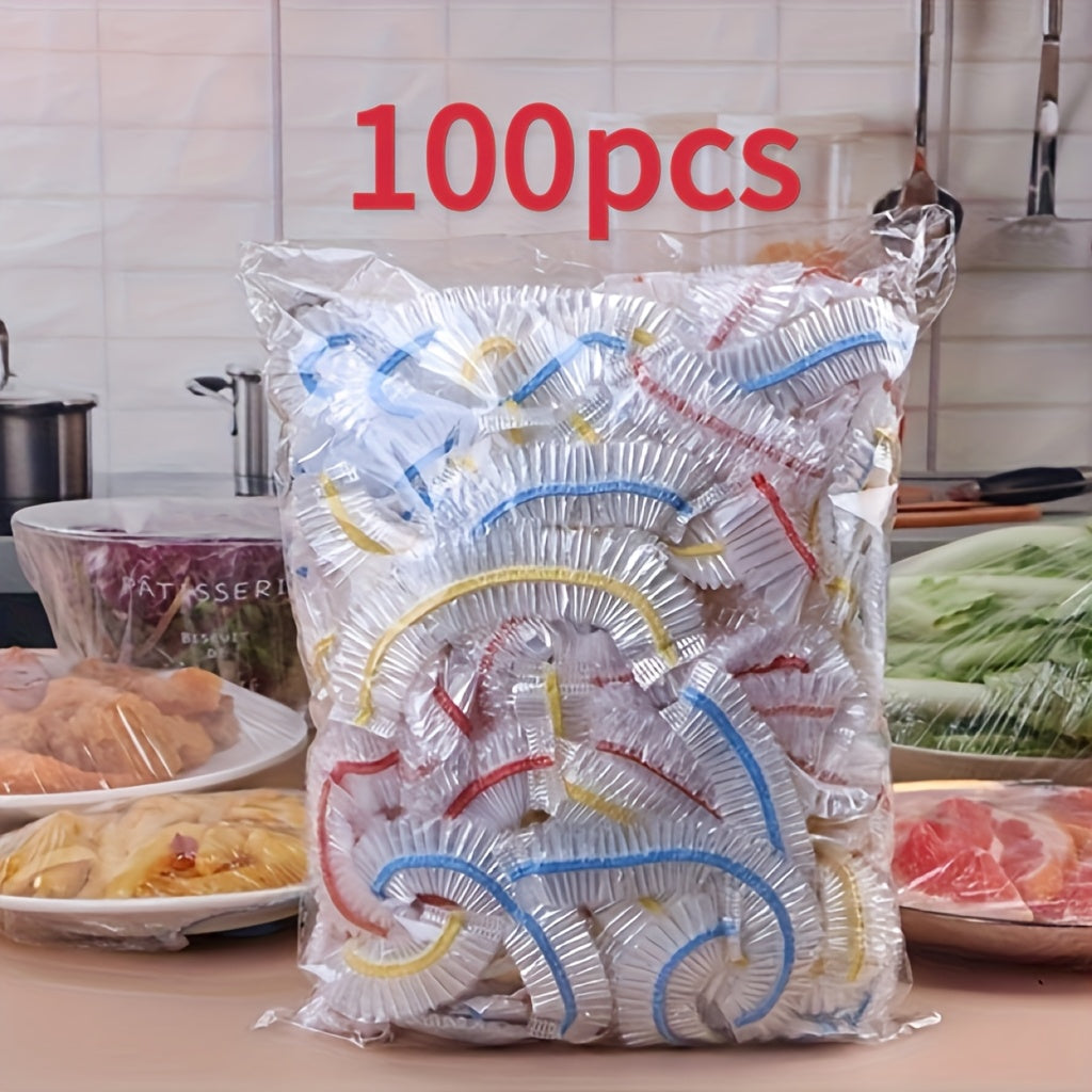 100 Rangli Elastik Plastik Oziq-ovqat O'rashlari, Bir martalik Oshxona Qoplamalari, Oziq-ovqat Sifatli PE Film