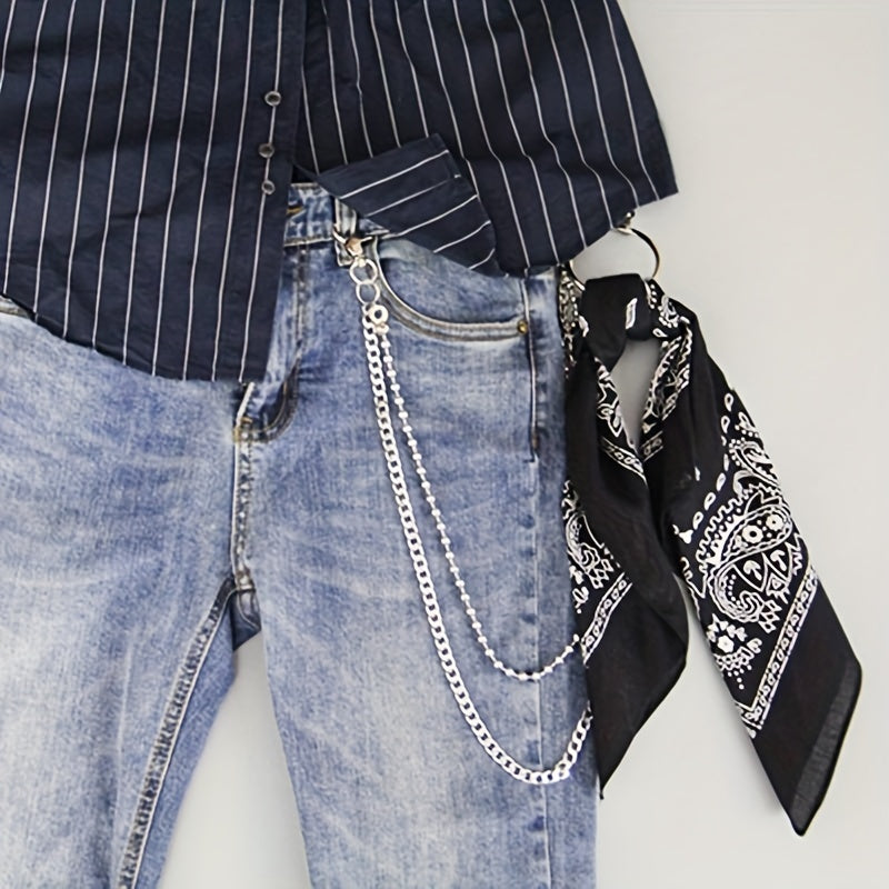 Metal Jeans Chain with Square Scarf Beads Hip-Hop Style Accessory for Gifting