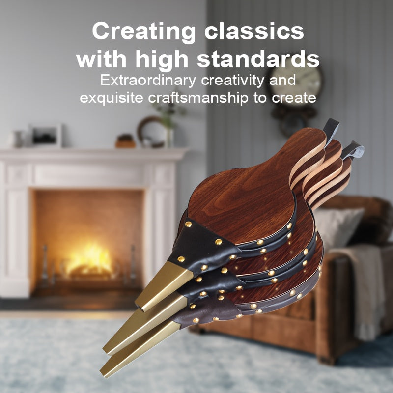 Wooden Fireplace Blower Hand Fan for Heat Distribution and BBQ Cleaning