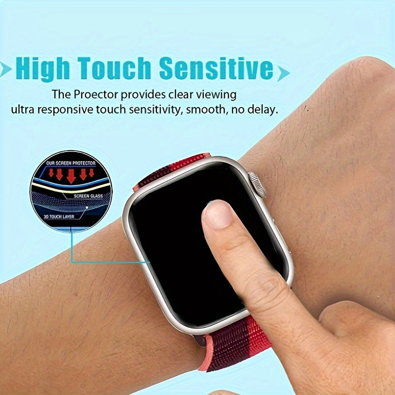 High-Definition Full Screen Protective Film for Apple Watch Durable Plastic Scratch-Resistant Glossy Finish 38-49mm Pack of 3