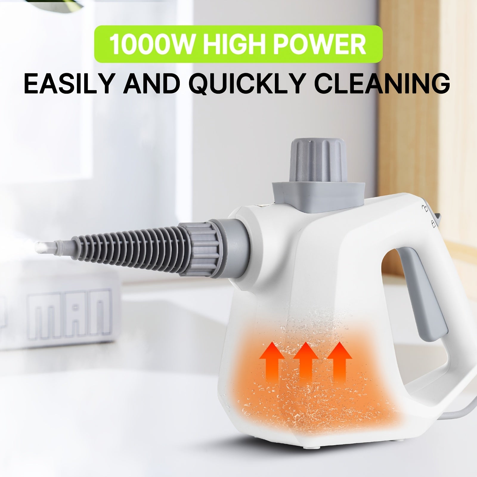 9 ta aksessuar bilan qo'lga olinadigan bug' tozalagich, oshxona va divan tozalash uchun.