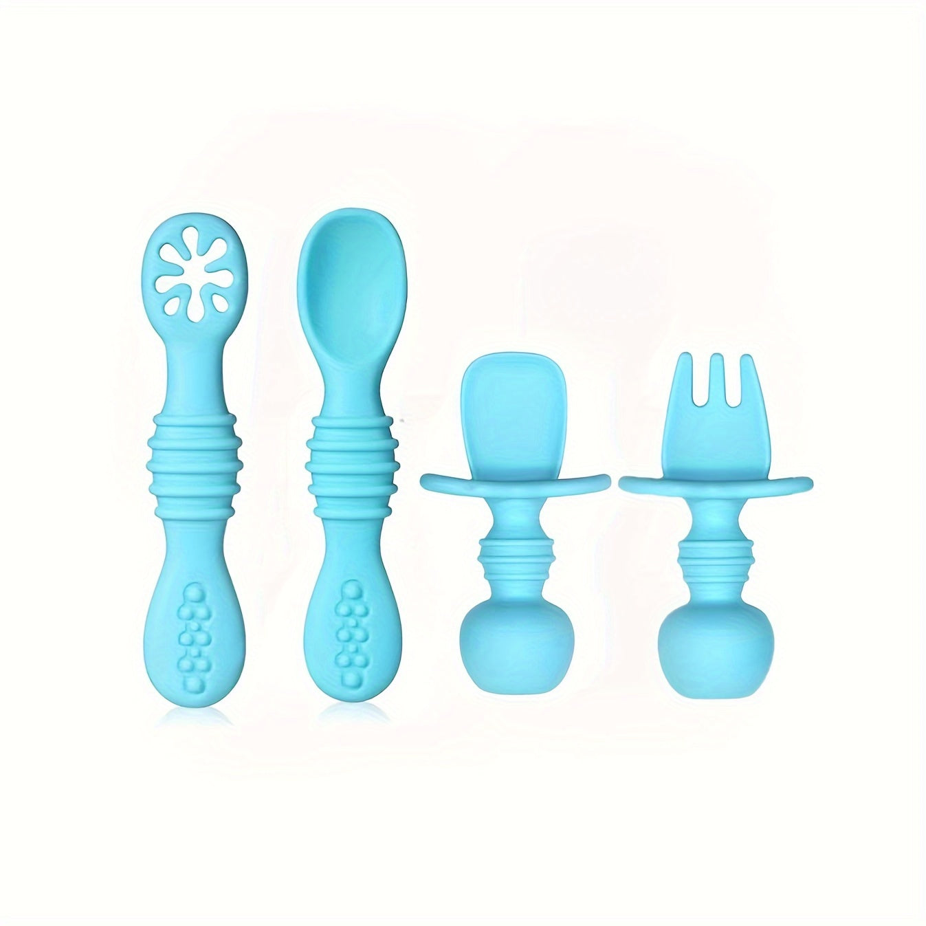 Silicone Baby Utensil Set Fork and Spoon for Soft Feeding and Training