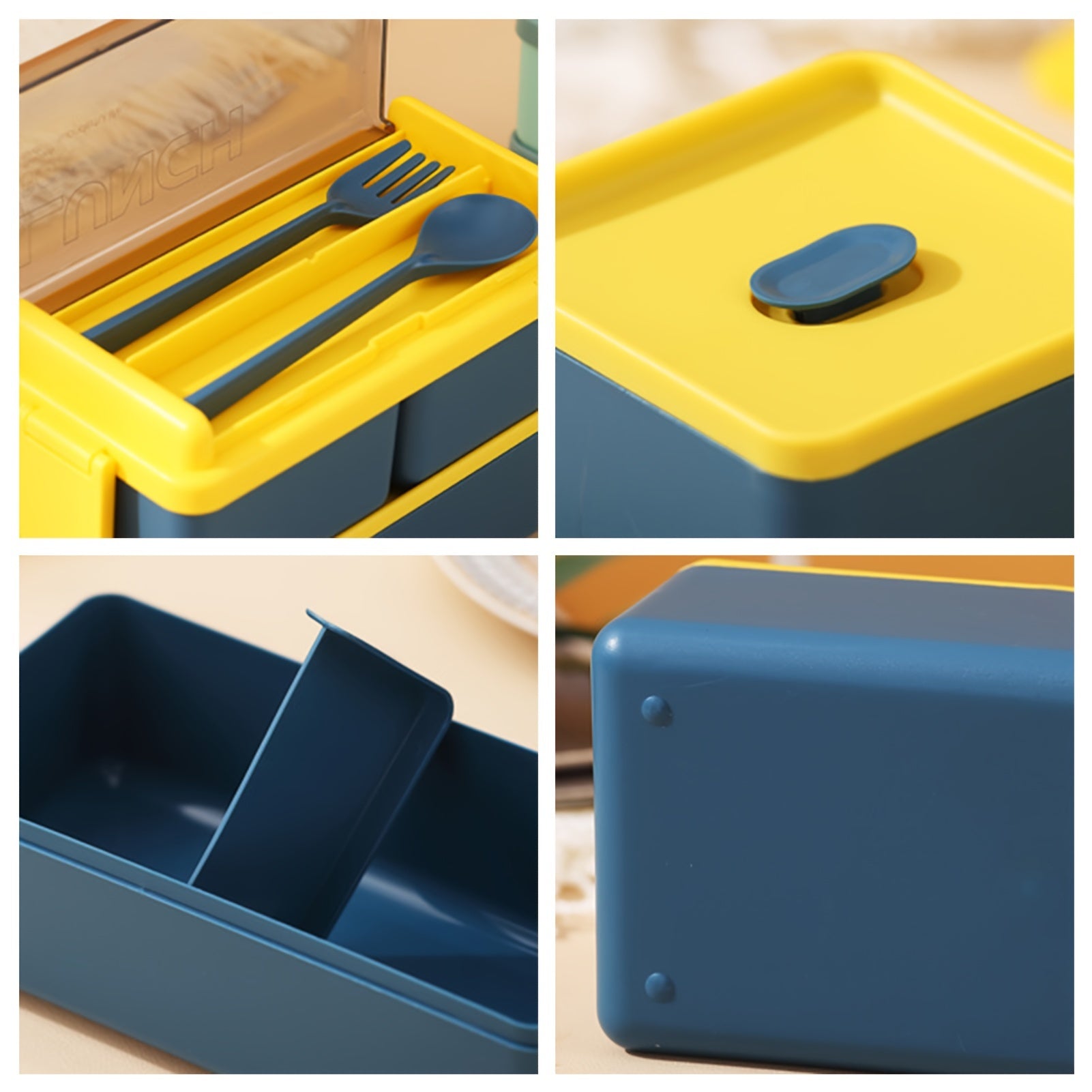 Ikki qavatli Bento tushlik qutisi, ajratgichli, suv o‘tkazmaydigan, mikroto‘lqinli pechda xavfsiz, PP materialdan tayyorlangan, ovqat tayyorlash uchun ideal – turli ranglarda mavjud, 1400ml