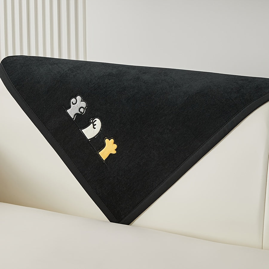 Эластичный чехол для сидений с вышивкой в виде кошачьих лап, комплект чехлов для дивана на все сезоны, пылезащитный защитник мебели для домашних животных, подходит для балкона, гостиной и домашнего декора. Чехол только для подушки.