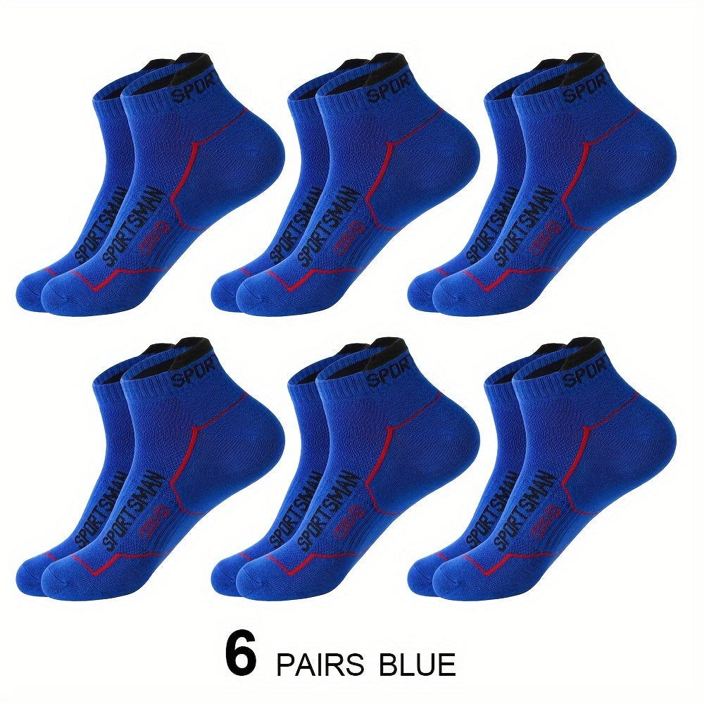 Men's Short Socks 6 Pairs Breathable Sweat-Absorbing All-Season Casual Low-Cut