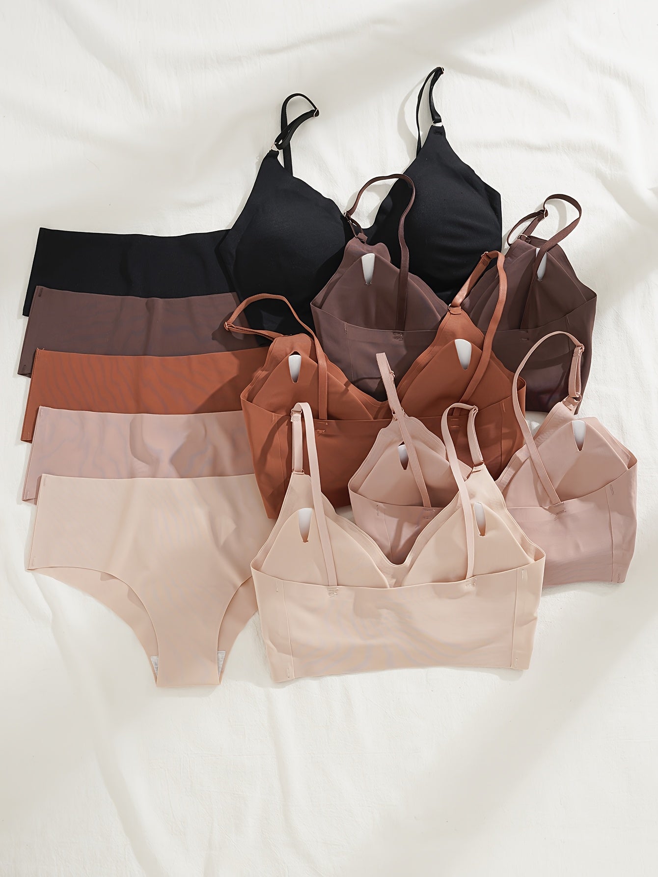 5 rangli engil, tikuvsiz kamisol va ichki kiyim to'plami.