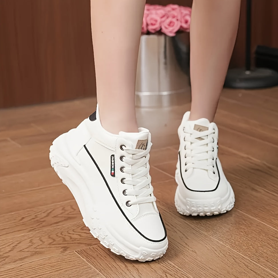 Zapatillas altas para mujer con plataforma ligera, con cordones, para todas las estaciones