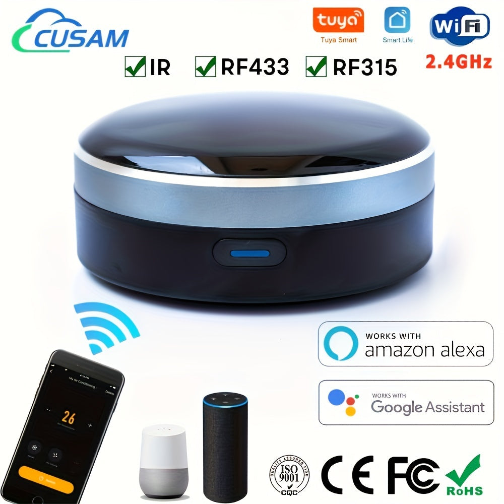 Universal Remote Control WiFi IR RF App Voice Compatible with Smart Home Devices Tabletop USB Powered