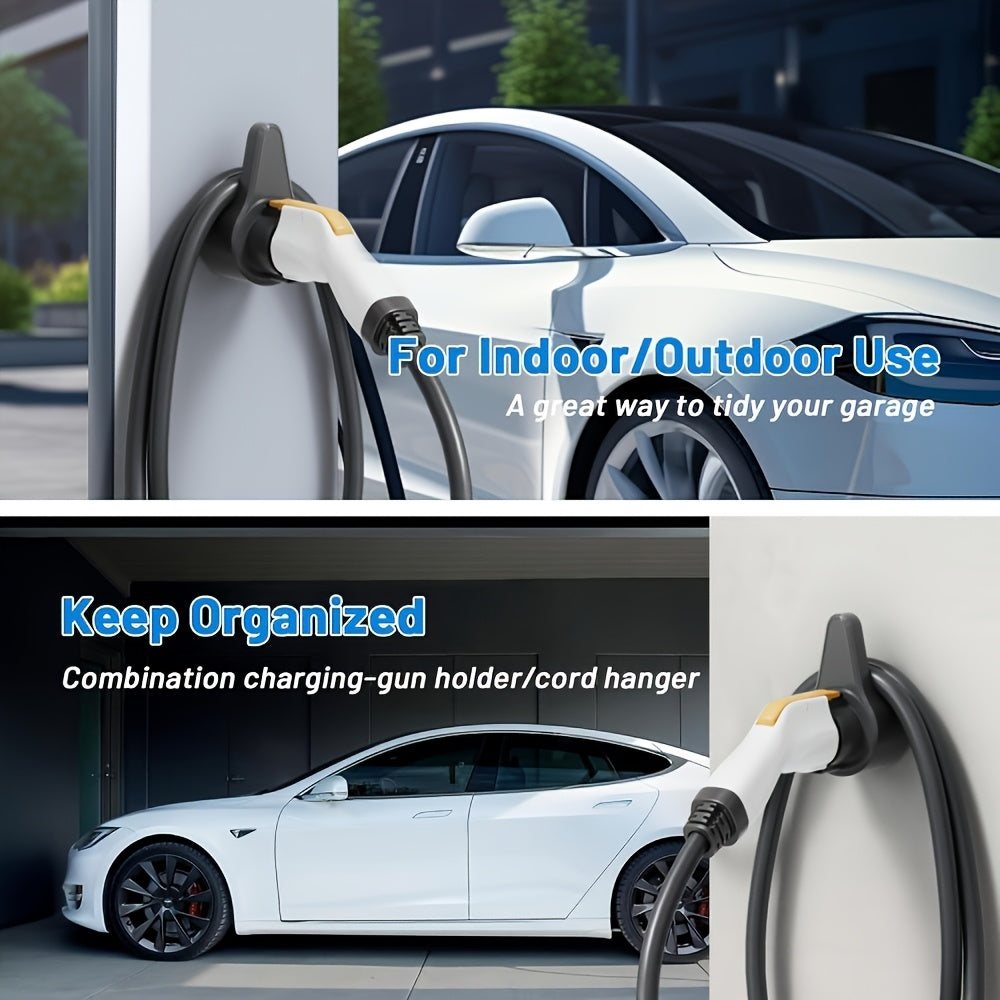 Wall-Mounted EV Charger Organizer with Type 2 Ports Dustproof Cable Management