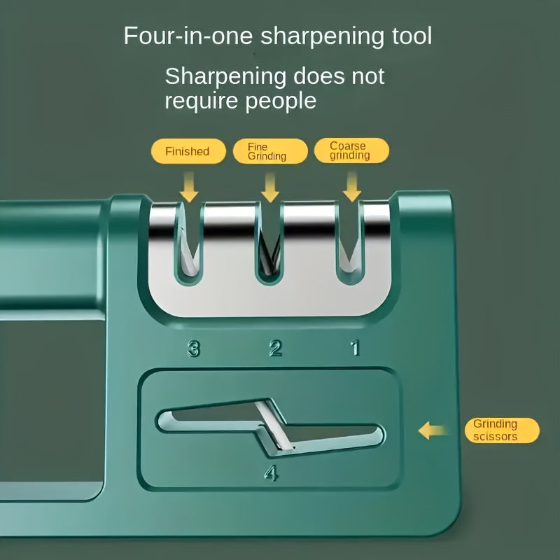 4-in-1 Manual Knife and Scissor Sharpener Stainless Steel Blade Honing Tool