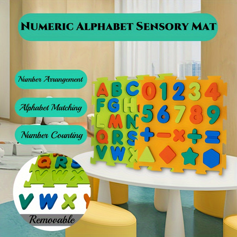 Set of 10 Sensory Mats for Children Educational Silicone Number and Alphabet Puzzles Orthopedic Massage Mat