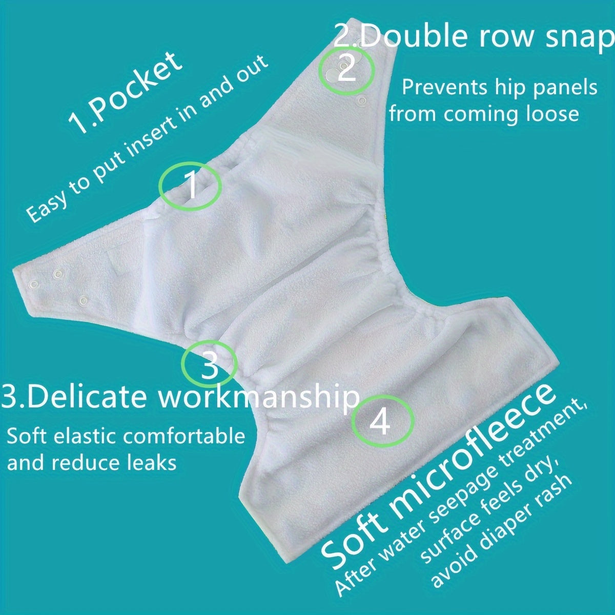 Adjustable Waterproof Cloth Diaper for Baby Girls and Boys with Pocket
