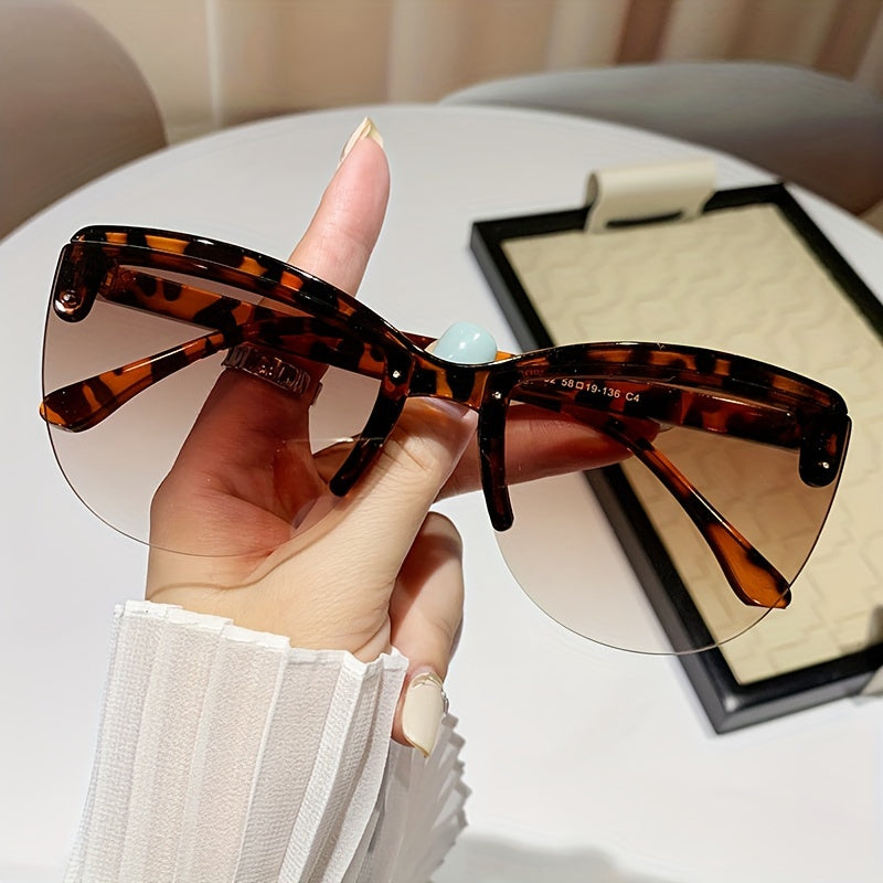 2024 Semi-Rimless Plastic Eyeglasses Big Frame Vintage Net Red Circle Unisex