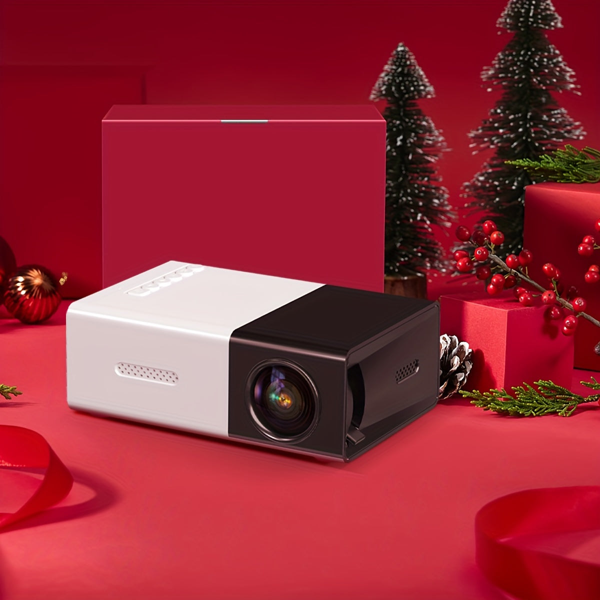 Proyector de video LED blanco y negro con control remoto y altavoz incorporado