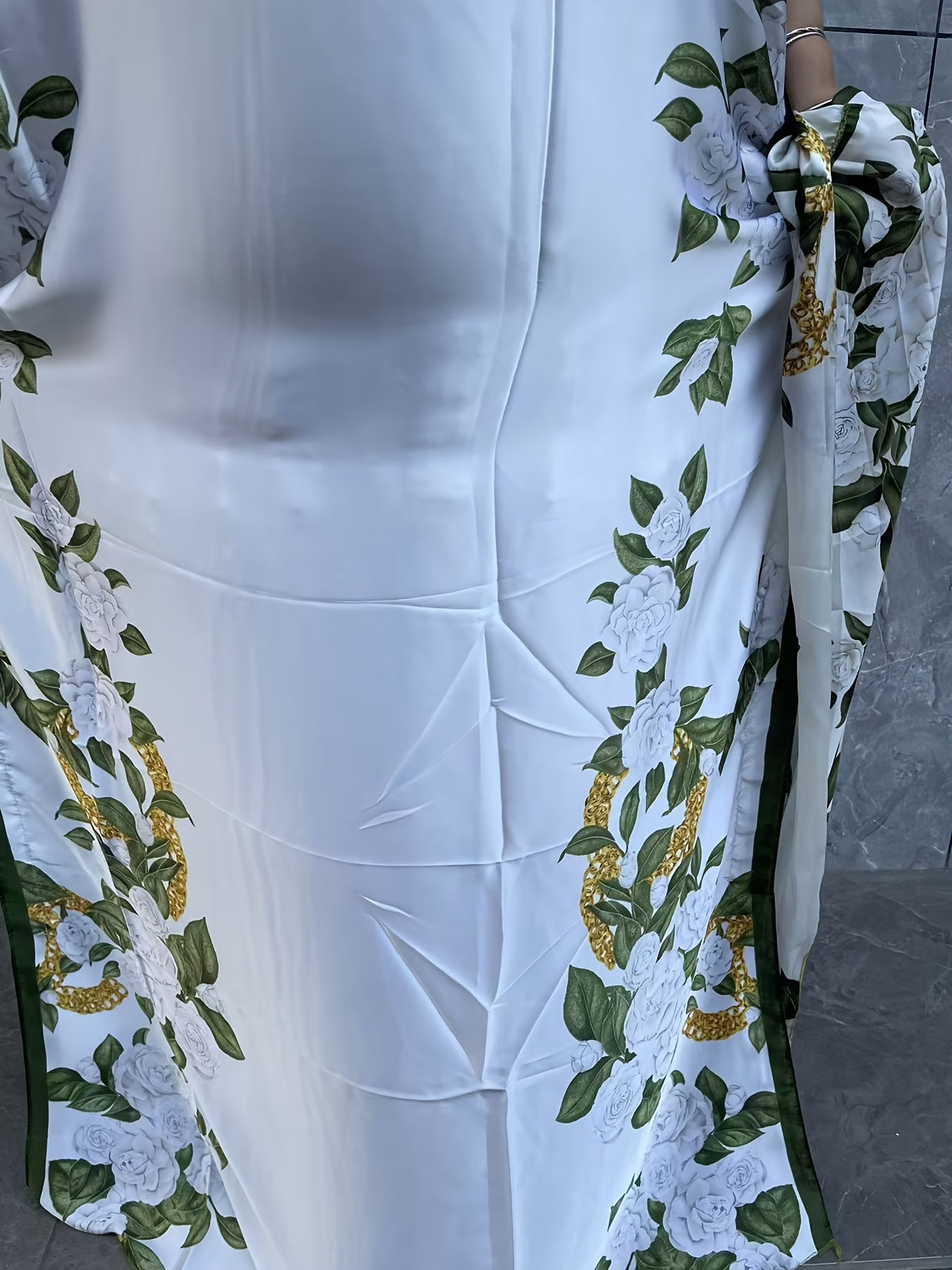 Plus Size Floral Print Longline Dress Breathable Boho Maxi for Women