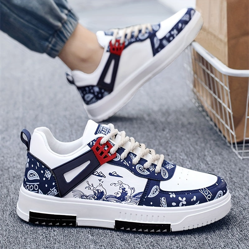 Men's Casual Skate Sneakers Fabric Upper PVC Sole All-Season Slip-Resistant Durable