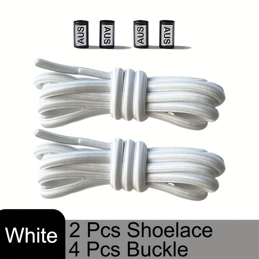 Unisex Elastic No-Tie Shoelaces with Metal Buckles for Sports and Outdoor Activities