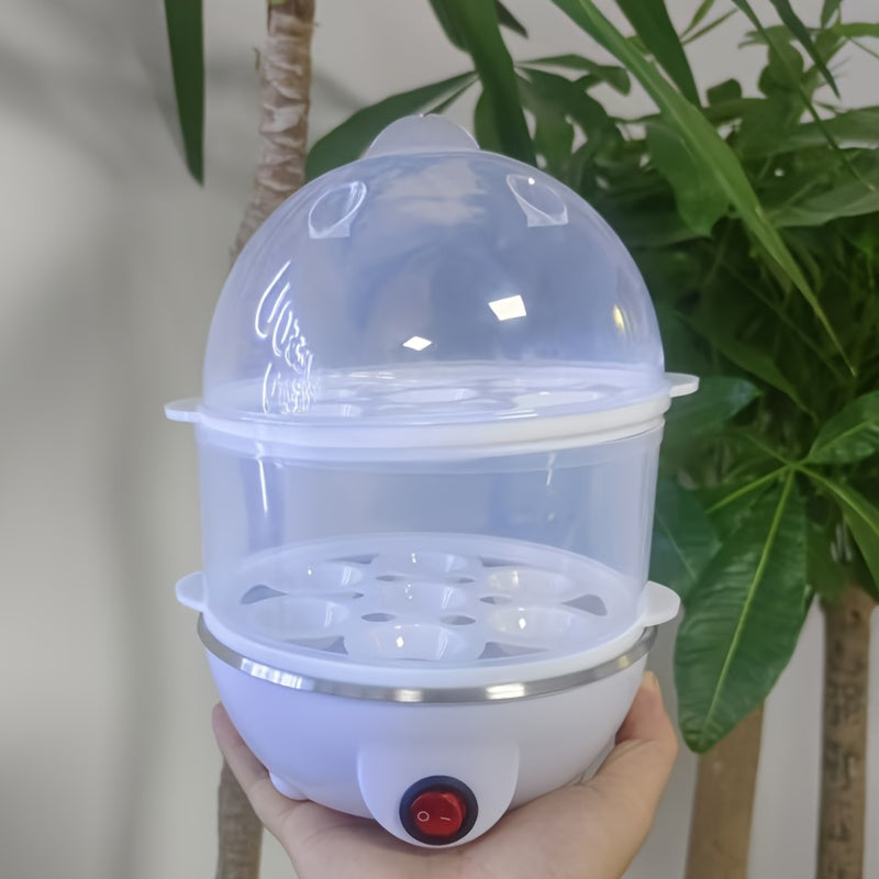 1 dona Evropa Standartlari Double-Layer Avtomatik Tuxum Pishirgich, Taymer va Avtomatik O'chirish bilan, Uyda Oziq-ovqatli Nonushta uchun. PP Materialdan tayyorlangan, Batareyalar kerak emas.