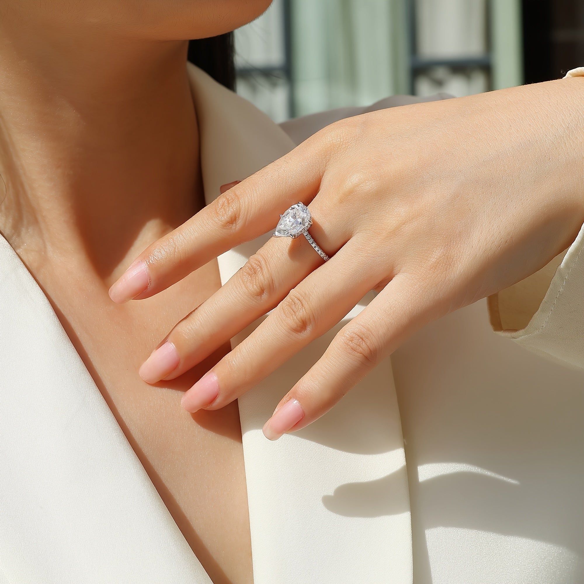 Unisex Moissanite Engagement Ring Sterling Silver 18K Gold Plated Gift Box