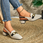 Women's Mary Jane Pumps Square Toe Chunky Heel Faux Leather All-Season