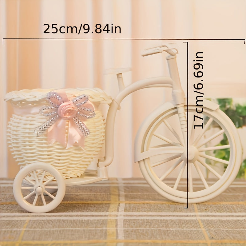 Artificial Plant Pot on Rattan Cart for Living Room Decor and Displays