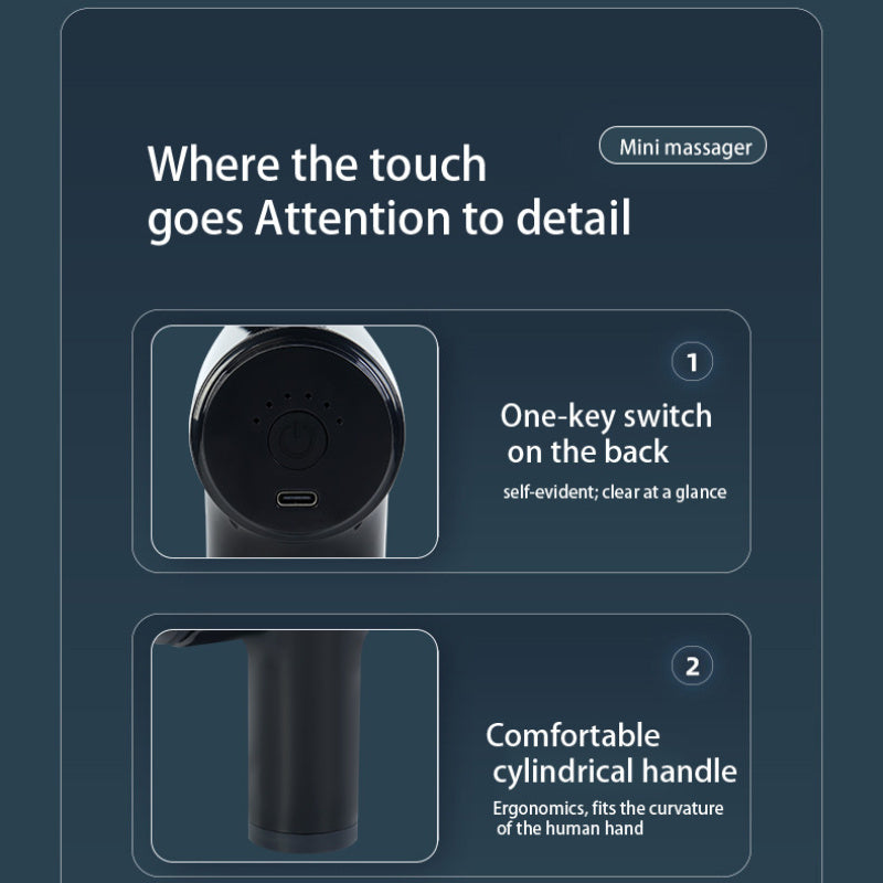 Mini Electric Massager with LCD Display 4 Heads 6 Speeds Rechargeable Battery