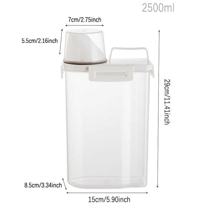 Set of 5 Food Storage Containers Leakproof Square Plastic for Rice Grains Nuts Flour