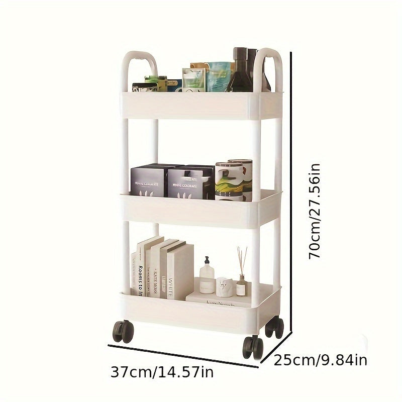 Rolling Storage Cart with Multi-Tier Shelves for Kitchen Bedroom Living Room