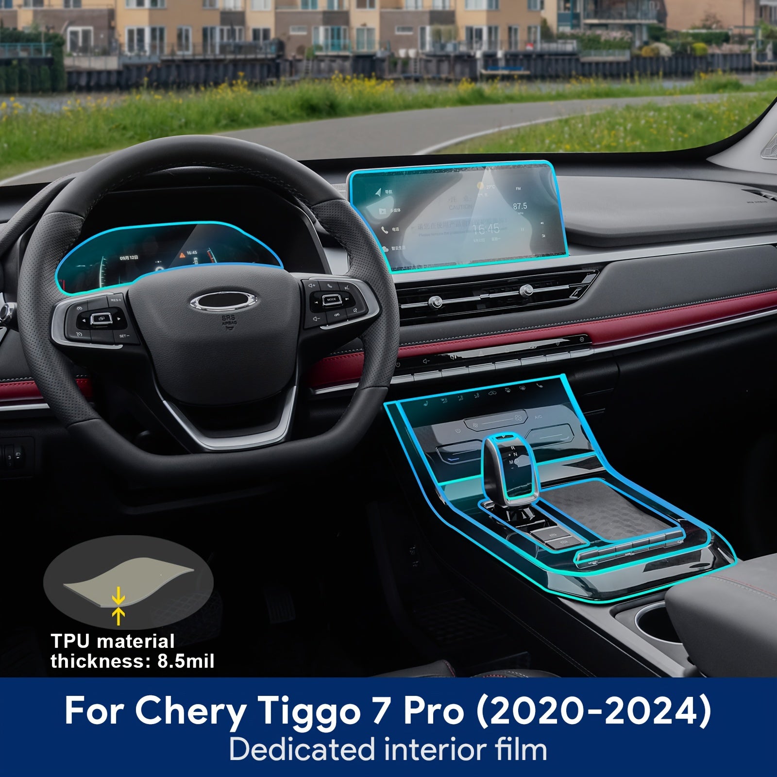 For Men TPU Interior Film for Chery Tiggo 7 Pro Center Console Rear Screen Scratch-Resistant Waterproof