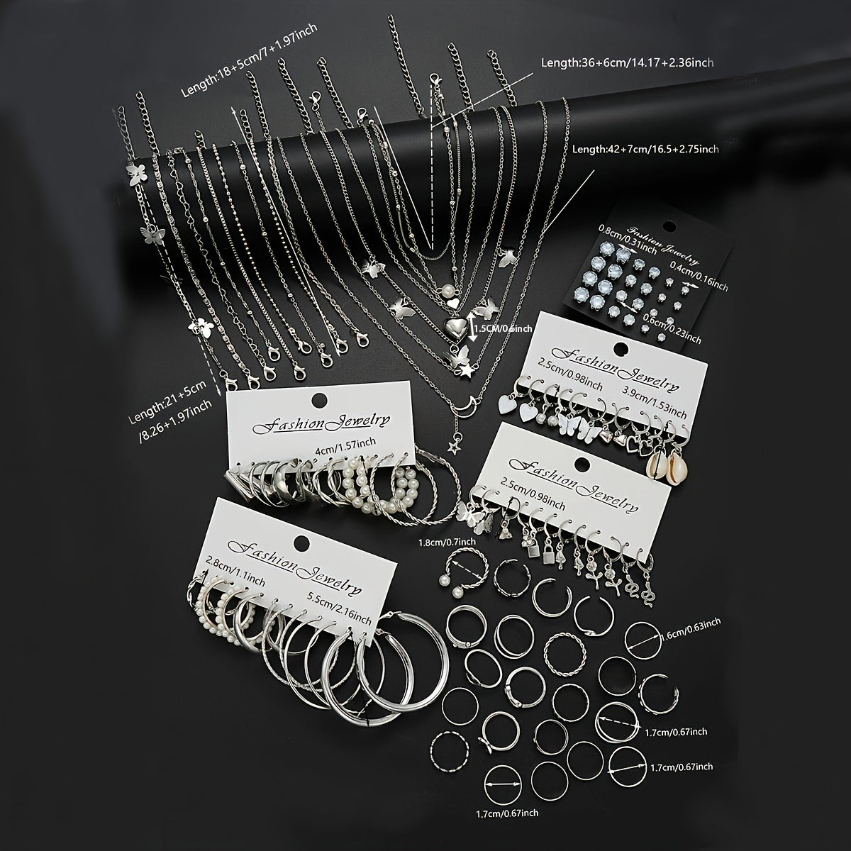 108-Piece Jewelry Set for Women with Heart Butterfly Flower Designs for Birthdays and Parties