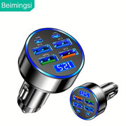 Universal avtomobil zaryadlovchi adapteri raqamli displey va ikki tomonlama USB Type-C bilan