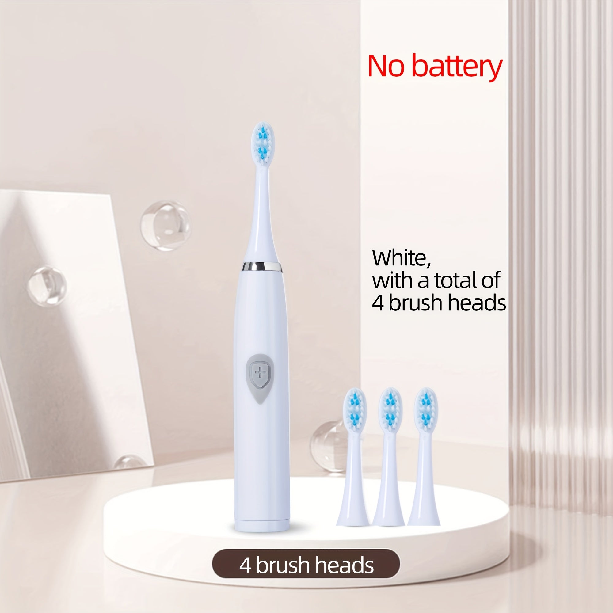 Electric Toothbrush Set with 4 Brush Heads Portable Battery-Powered Travel-Friendly