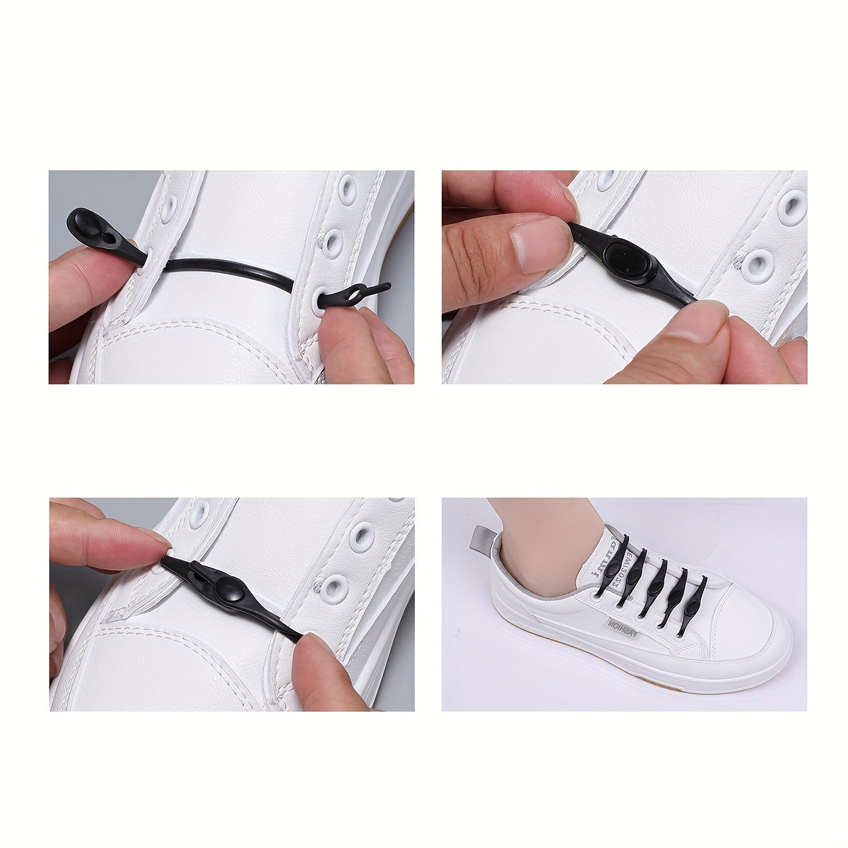16pcs Unisex Flat Elastic Shoelaces Casual Sneakers Easy Adjustable