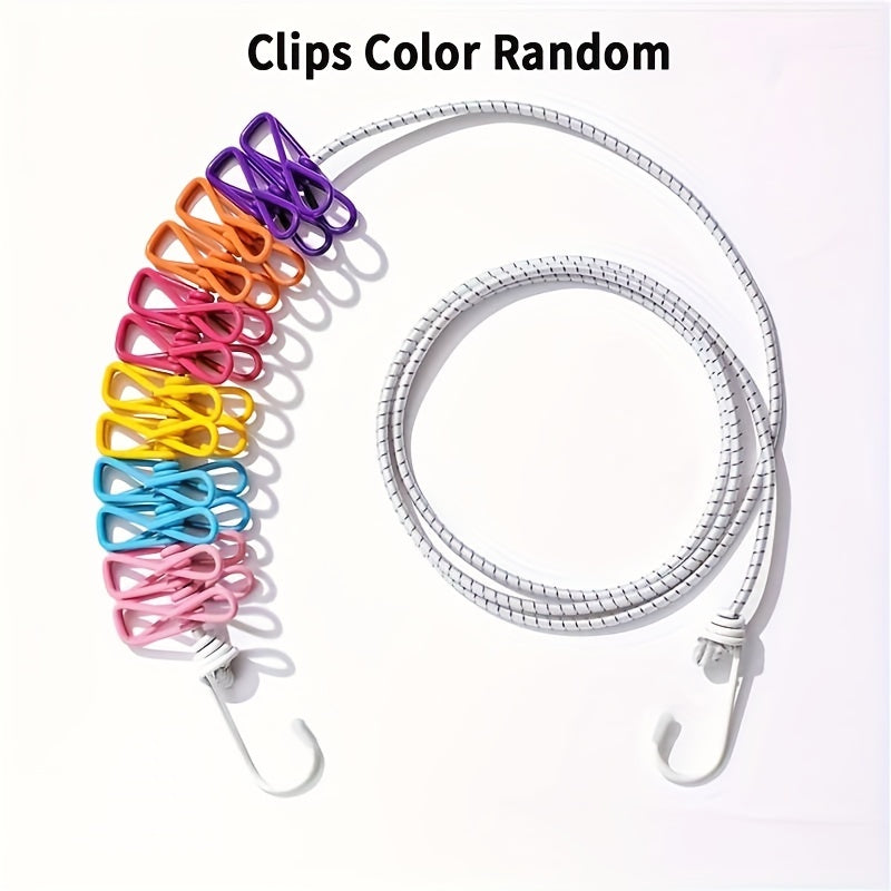 Portable Clothesline with 12 Clothespins Indoor Outdoor Drying Rope