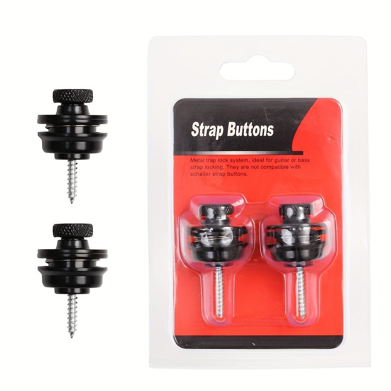 Guitar Strap Locks Set for Electric Acoustic Folk and Bass Guitars Black Silver Grey